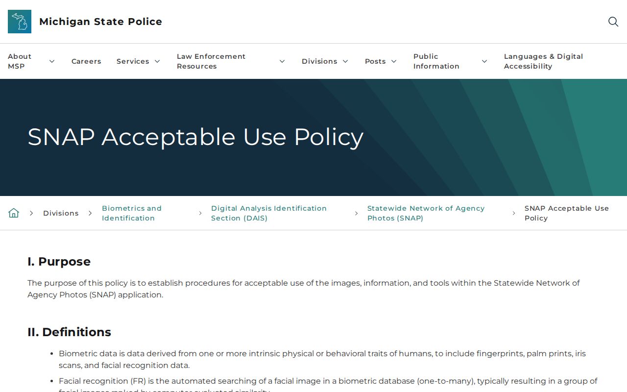 Michigan State Police booking photo release policy and agency variation
