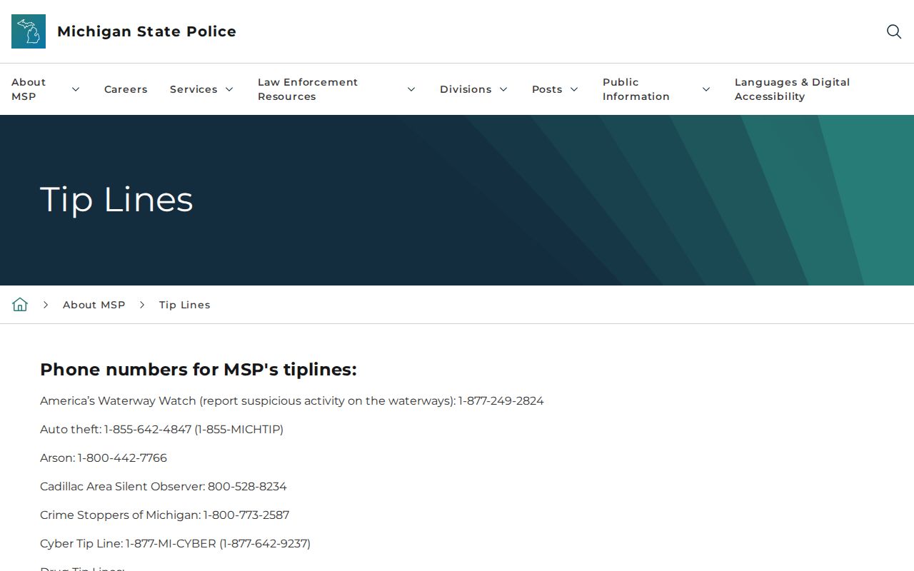 Michigan State Police official Michigan’s Most Wanted and Crime Stoppers tip information